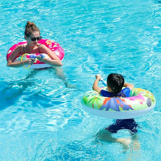 Pool Party Set - Parentswell Inflatable Pool Float Swimming Rings, Pool Tubes with Water Guns and Beach Ball, Pool Party Favors for Summer Pool and Beach Fun