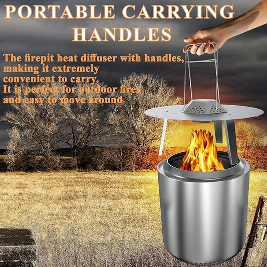 FirePit Heat Deflector for Solo Stove Bonfire 19.5", Portable Heat Diffuser with Carrying Handles for Solo Stove Bonfire, 19.5 Inch Stainless Steel Heat Deflector for Solo Stove Bonfire Accessory