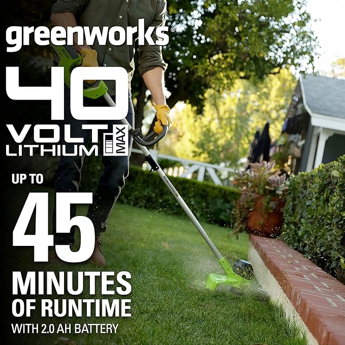 Greenworks 40V 12" Cordless String Trimmer, 0.065" Dual Line with Auto Feed, Variable Speed, Lightweight Weed Eater, 3-Year Warranty