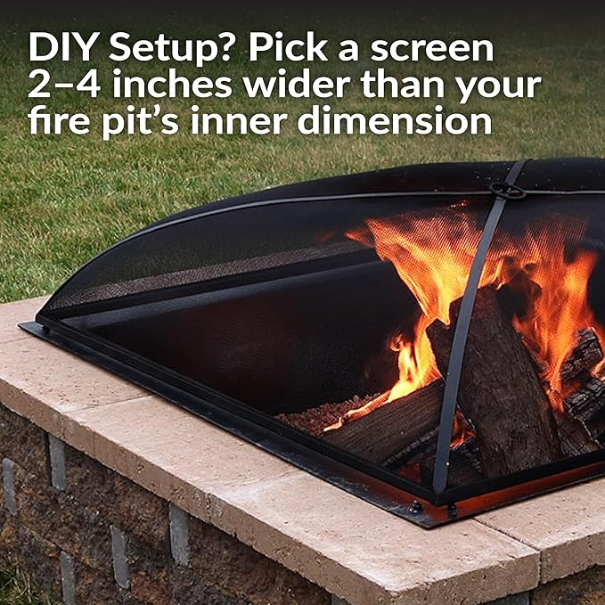 Sunnydaze Heavy-Duty Steel Mesh Fire Pit Spark Screen Cover - Outdoor Fire Pit Screen Cover - Square - Black - 30-Inch