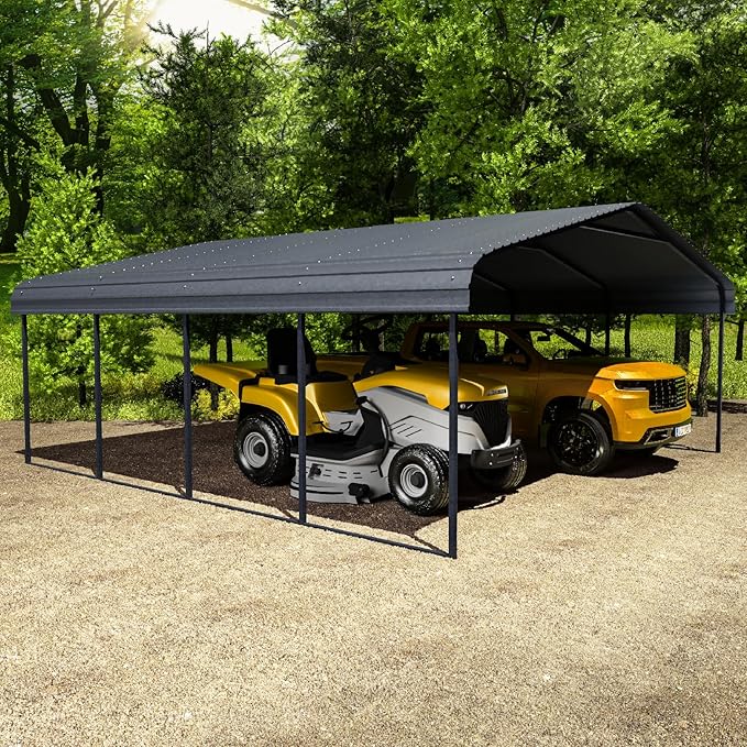 20x20 Heavy Duty Carport – Metal & Portable 20x20 Carport, Heavy-Duty RV Shelter, Car Port, Garden Shed & Weatherproof Storage Solution