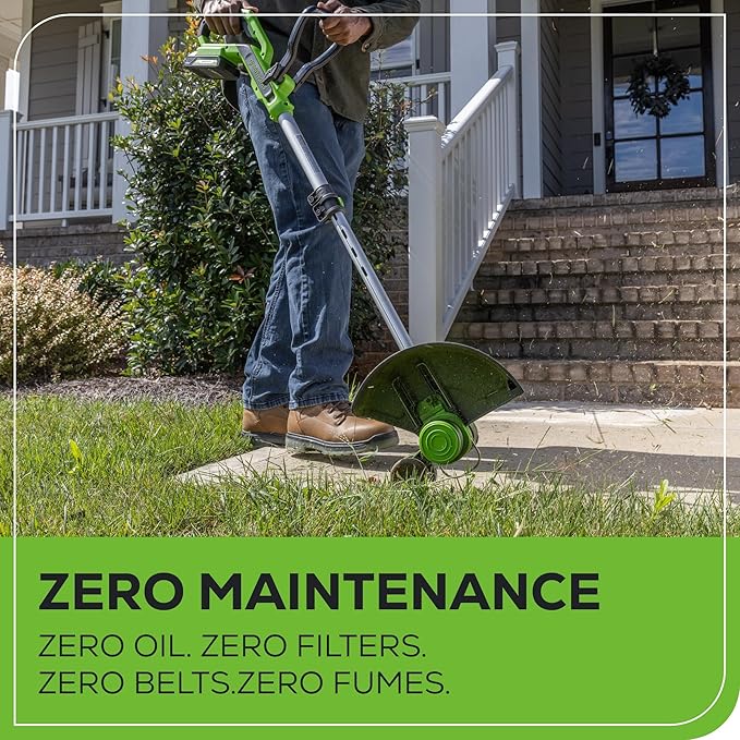 Greenworks 24V Cordless String Trimmer/Edger (Gen 2), 12" Cutting Width, Ultra-Light 6 lbs Design, with 2.0Ah Battery & Charger Included
