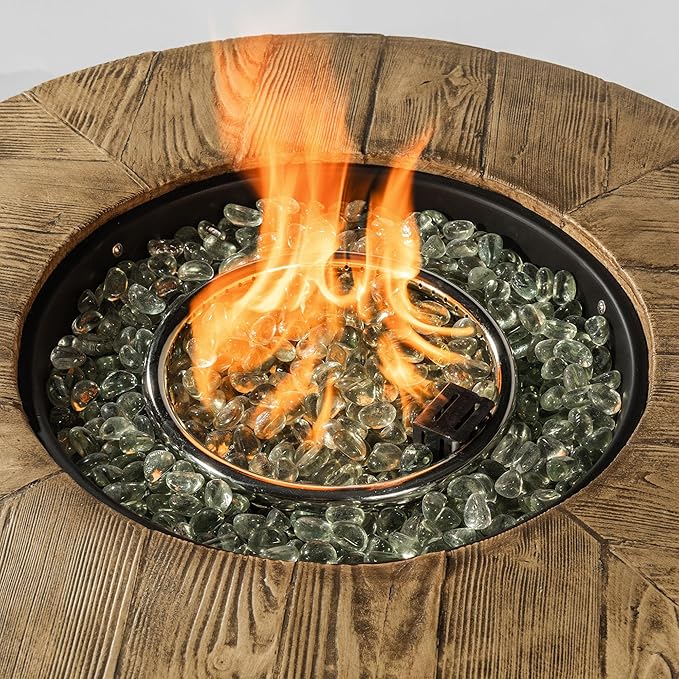 Propane Fire Pit Table, 30“ Firepits for Outside, Gas Fire Pit for Outside Patio, Propane Fire Table with Rain Cover, Rocks for Patio, Deck, 50000BTU, Tank Inside, Tank Not Included, Black