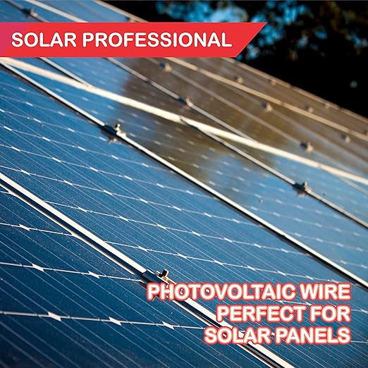 NATIONAL Wire&Cable 10 Gauge Solar Panel Professional Wire - Made in USA - 1000 Ft Copper PV Wire UV Resistant Cable for Boat Marine Automotive RV Solar Panel Outdoor - Black