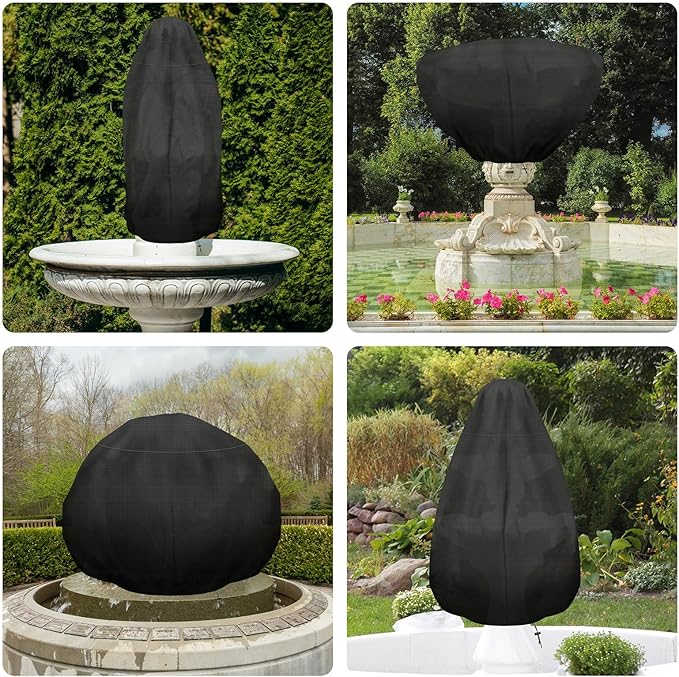 50Hx40D''Fountain Cover,420D Oxford Cloth Garden Statue Cover,Fountain Protector with Drawstring Weather Resistant for Winter Outdoor Patio Fountain