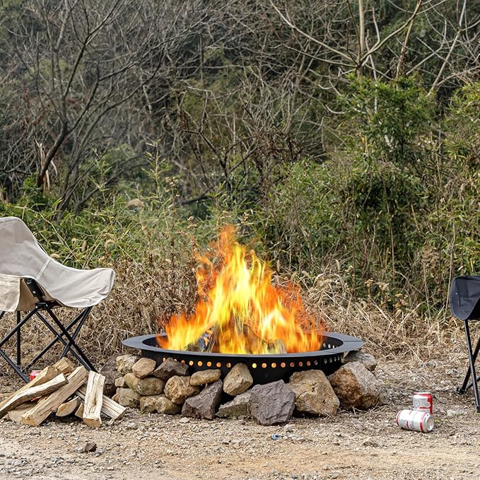 36 inch Outdoor Fire Pit Liner, Round Heavy Duty Fire Pits, Rim Insert Firepit for Outside, DIY Campfire Fireplace