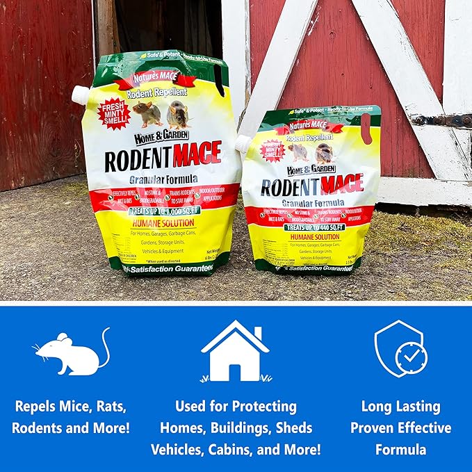 Nature’s MACE Rodent Repellent 6 lb Covers 1,000 Sq. Ft., Rodent Repellent Outdoor, Keep Mice Rats Rodents Out of Home, Garage, Attic, Peppermint Spray Blend for Rodents, Safe Around Kids