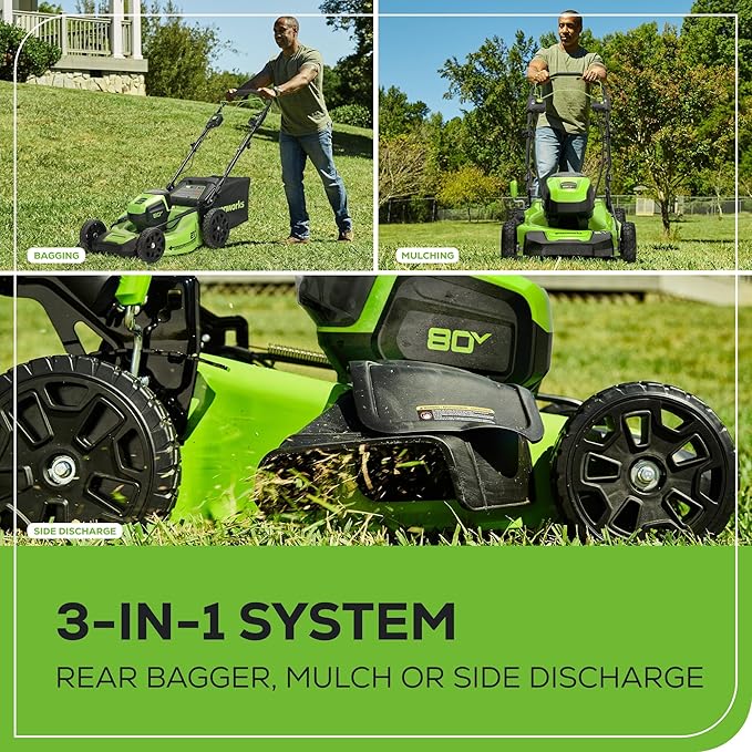 Greenworks 80V 21" Brushless Cordless (Self-Propelled) Lawn Mower (75+ Compatible Tools), 4.0Ah Battery and 60 Minute Rapid Charger Included