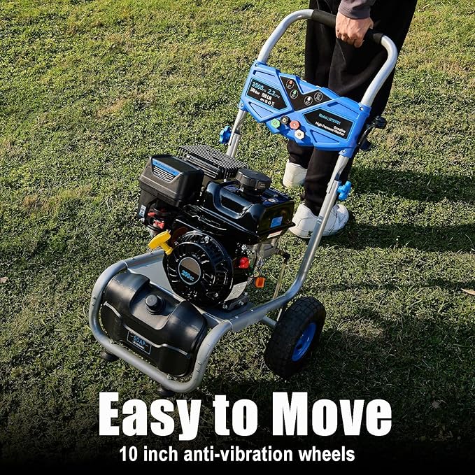 Ezasin Gas Pressure Washer 3500 PSI, 2.3 GPM Heavy Duty High Power Washer,209CC 7HP Engine with 25Ft Pressure Hose, Axial Aluminum Pump, Soap Tank, 4 Quick Connect Nozzle (Blue)
