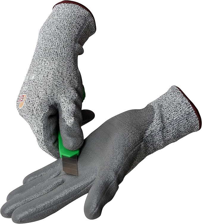 GYC Cut Resistant Safety Work Gloves - Level 5 Cut Protection, 10 PRS Pack - Excellent Dexterity, Breathability, Soft PU coated: TK-713A/Size 8(M)