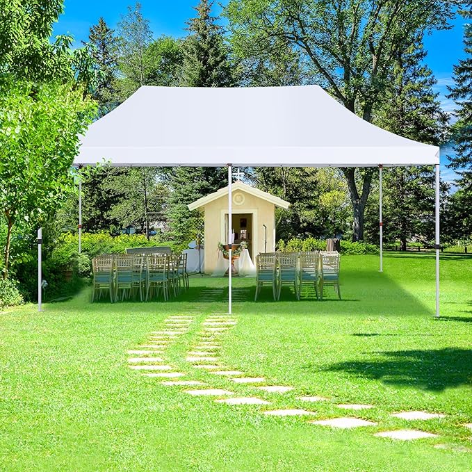 COBIZI 10x20 Pop Up Canopy with 6 Sidewalls, Conical Party Tent 10x20 with 3 Adjustable Height Waterproof, UV-Resistant with Carry Bag, Sandbag, Stake, Tents for Parties, Commercial (Frame Upgraded)