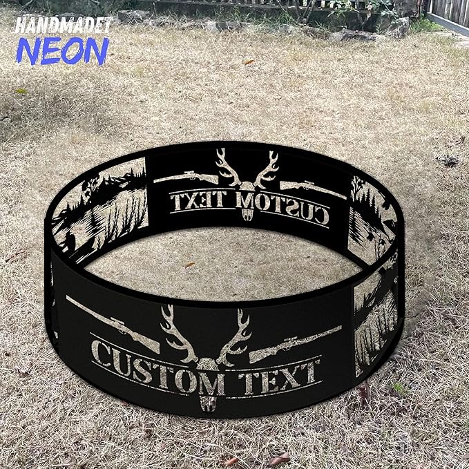 Personalized Reindeer Fire Pit Ring 360 Degree, Outdoor Fireplace, Custom Fire Pits for Outside Wood Burning, Patio Firepit, Camping Bonfire Firepits, BBQ Backyard Garden Decor