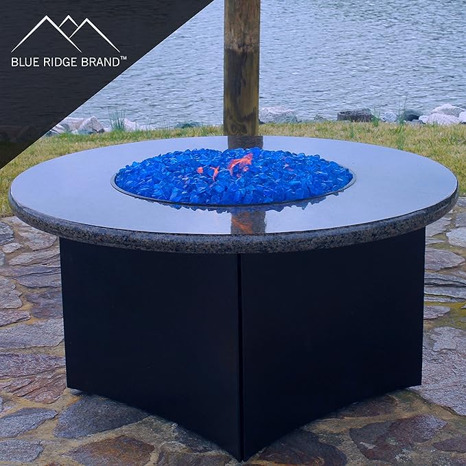 Fire Pit Glass - Fire Glass for Fire Pit - Firepit Glass Rock - Glass Stones - Fire Pit Glass Rocks - Gas & Propane Fire Pit & Fireplace Glass (50 Pound, Light Blue)