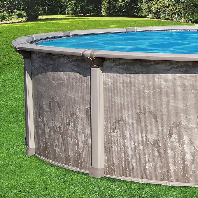 In The Swim 24' Round Above Ground Swimming Pool - Marina Package - Featuring: Sand Filter, Pump System and A-Frame Ladder