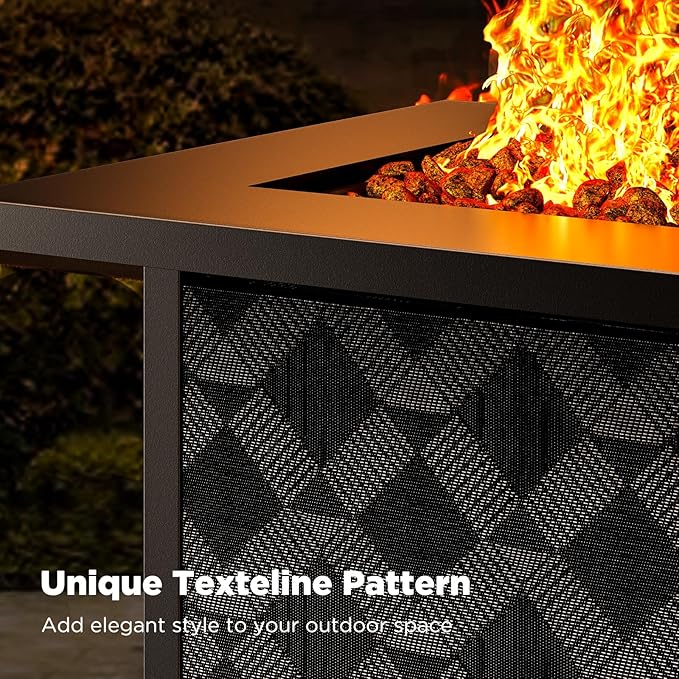 Ciays 32Inch Propane Fire Pit Table, 50,000 BTU Outdoor Gas Fire Pit Table CSA-Certified for Outside Patio with Removable Lid and Lava Rocks, Add Warmth and Ambience to Parties, Backyard, Garden