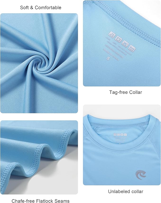 Boys UPF 50+ Swim Shirt Long Sleeve, 1 or 2 Pack UV Sun Protection Rash Guard, Youth Kids SPF Water Shirts for Beach Surf