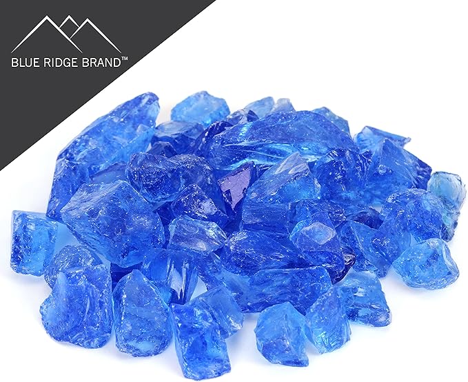 Fire Glass - Glass Stones for Fire Pit & Fireplace - Sky Blue (10 Pound)