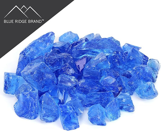 Fire Glass - Glass Stones for Fire Pit & Fireplace - Sky Blue (10 Pound)