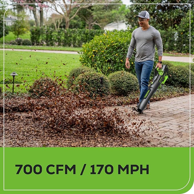 Greenworks 80V (700 CFM / 170 MPH) Brushless Cordless Leaf Blower, Commercial-Grade Power, 40-Min Rapid Charger for Wet Leaves, Heavy Debris, Gravel and Driveway Snow, Includes 2.5Ah Battery & Charger