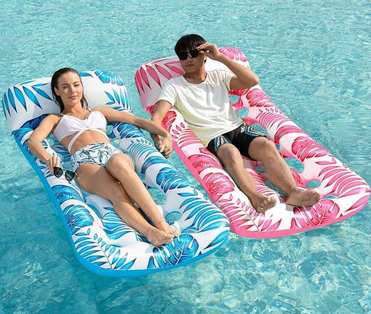 Jasonwell Inflatable Pool Float Lounge - 2 Pack Floaties Rafts for Adults Floating Lounger Sun Tanning Floats Cool Water Floaty Swimming Lake Beach Party Toys