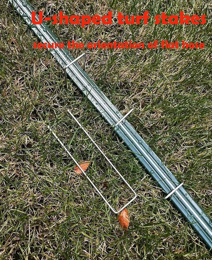 Watoo 2025 Sprinkler Hose & Soaker Hose for Yard - 25 FT Reinforced Flat Garden Hose with Holes, Heavy Duty No-Kink Lawn Irrigation Hose (Includes Stakes, High Pressure Spray)