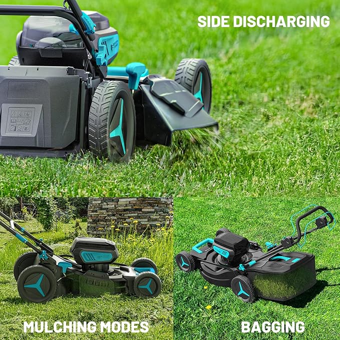 40V 21 inch Self-Propelled Lawn Mower Cordless, 3-in-1 Brushless Electric Lawn Mower with 6-Position Cutting Height Adjustment, 2 * 8.0Ah Battery & Dual Charger Included