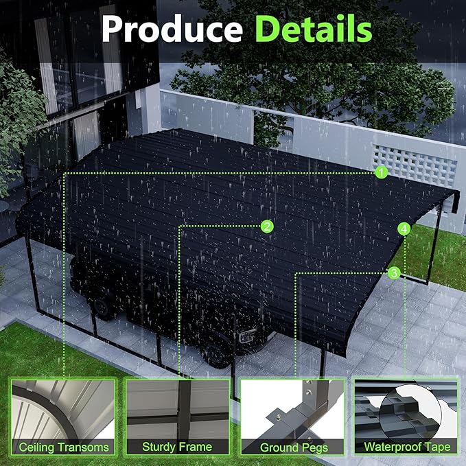 Royal Windsor 20×20 FT Metal Carport Car Port for 2 Car, Heavy Duty Carports Canopy with Galvanized Steel Roof Building and Frame, Outdoor Carport Kits Multi-Use Garage Shed