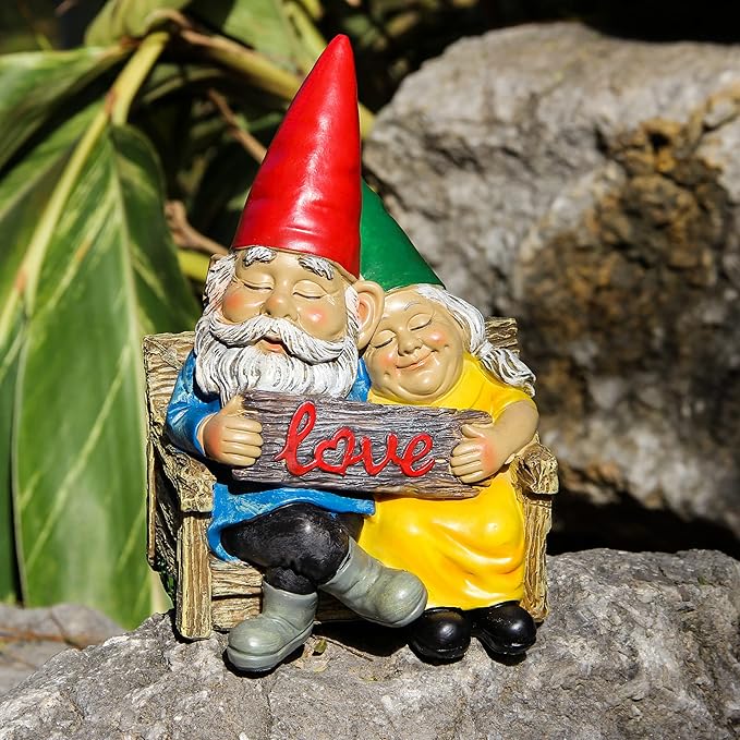 Smadeer Garden gnome statue for outdoor decor,Couple in love gnomes figurine for patio lawn yard garden outdoor decoration,garden sculptures & statues,knome romantic indoor ornament forever lover gift