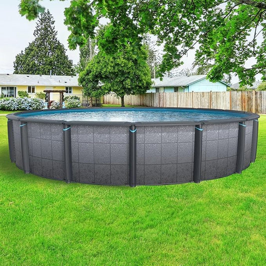 In The Swim 27' Round Above Ground Swimming Pool - Edge Package - Featuring: Sand Filter, Pump System and A-Frame Ladder