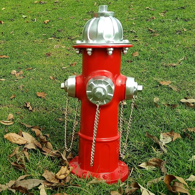 SHGYIBRISK Fire Hydrant for Dogs to Pee On: Dog Fire Hydrant Pee Post Outdoor - 13" Training Post Statue for Yard Garden (Red-Silver)