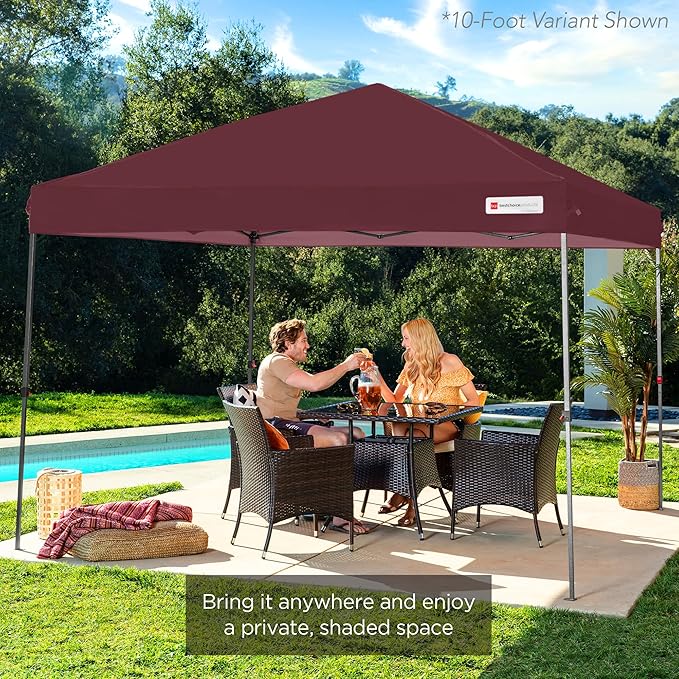 Best Choice Products 8x8ft 1-Person Setup Pop Up Canopy Tent Instant Portable Shelter w/ 1-Button Push, Case, 4 Weight Bags - Burgundy