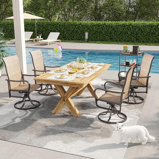 Aoxun Patio Chairs, Swivel Outdoor Chairs Set of 4, Textilene Outdoor Swivel Rocker Patio Chairs for Lawn (4-Pack, Brown)