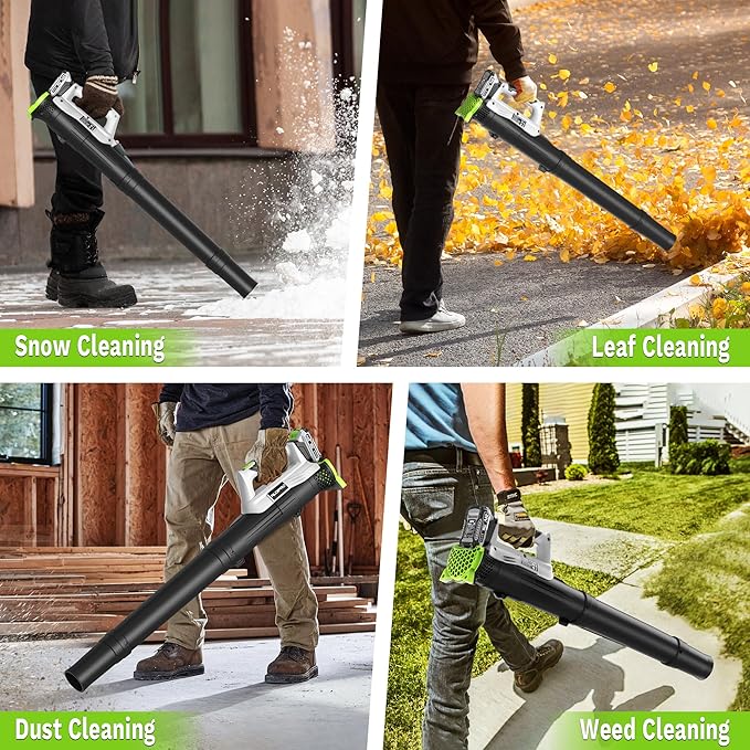 Leaf Blower Cordless with 2x2.0Ah Batteries and Fast Charger 21V Lightweight Electric Leaf Blower, Portable Handhold Battery Powered Blowers for Lawn Care, Patio Cleaning, Blowing Leaves and Dust