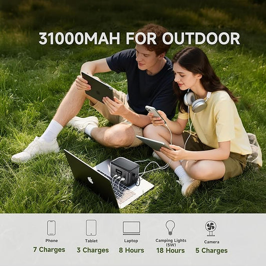 ALLPOWERS SOLAX P100 Portable Power Bank, 99.2Wh Power Station with 2 100W USB-C LiFePO4 Battery,Fast Charging QC 3.0 PD Portable Charger for Outdoor Traveling Fishing Emergencies Camping Essentials