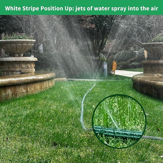 Watoo 2025 Sprinkler Hose & Soaker Hose for Yard - 75 FT Reinforced Flat Garden Hose with Holes, Heavy Duty No-Kink Lawn Irrigation Hose (Includes Stakes, High Pressure Spray)