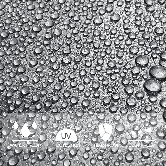 STARPYNG-12 Mil Silver/Black 12x16 Feet Tarp-Heavy Duty Poly Tarp-Cover,Waterproof, UV Resistant, Weather Resistant, Cover Cars, Boats, Courtyards,Camping