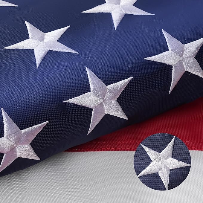 EMBROID American Flag 3x5,USA US Flag Heavy Duty Outdoor,Embroidered Stars,Tear Resistant,Sewn Stripes,Brass Grommets,Upgraded High-strength Polyester Fabric.