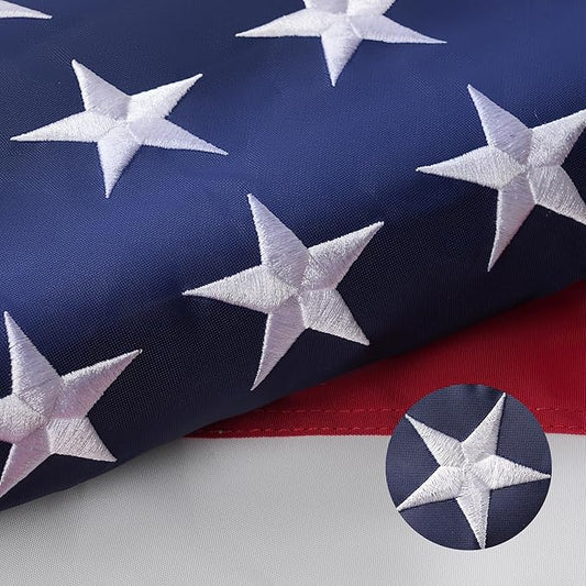 EMBROID American Flag 3x5,USA US Flag Heavy Duty Outdoor,Embroidered Stars,Tear Resistant,Sewn Stripes,Brass Grommets,Upgraded High-strength Polyester Fabric.