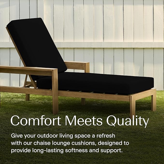 Honeycomb Outdoor Heritage Chaise, 22.5" W x 70" L, Sunbrella Canvas Black Chair Cushion for Patio Furniture