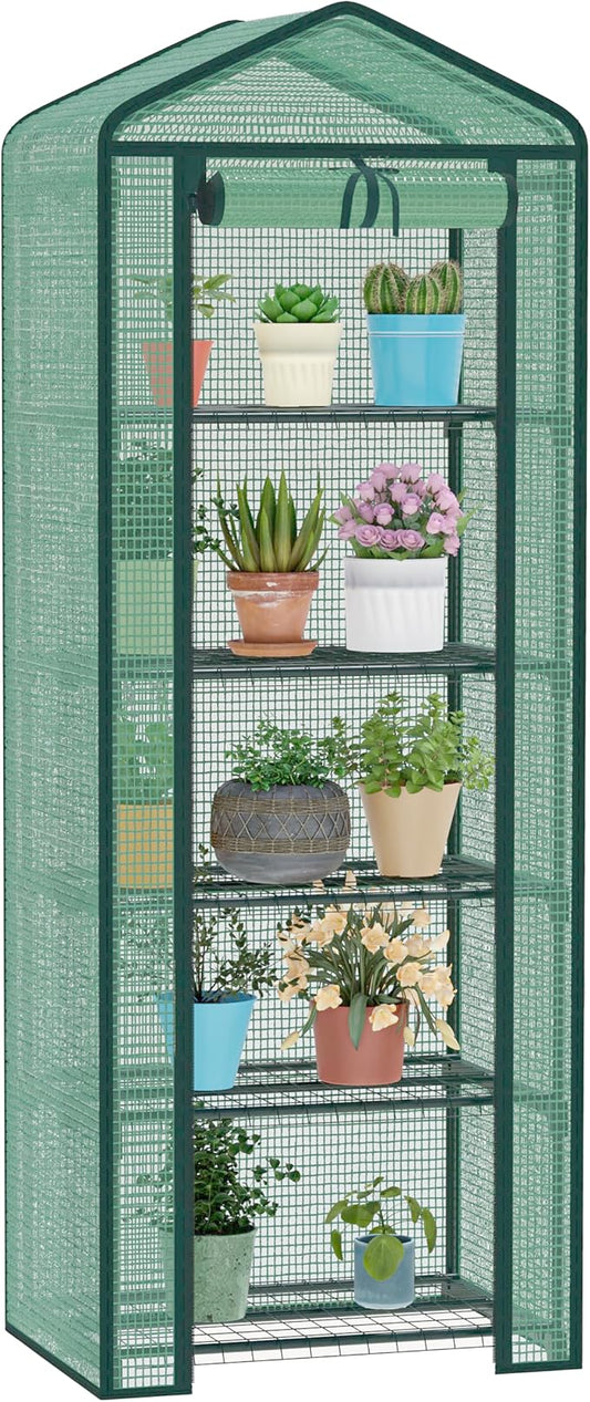 Greenhouse for Indoor Outdoor, Small Plastic Plant Green House 5-Tier Rack Stand Portable Greenhouses with Durable PE Cover for Seedling