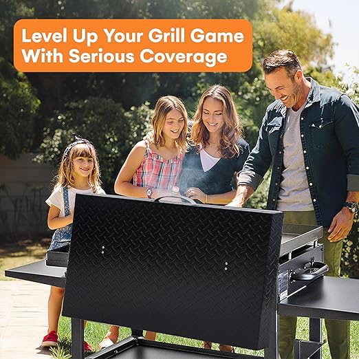 Flybold 36 Inch Blackstone Griddle Hard Cover – Aluminum Flat Top Grill Lid with Suitcase Handle – Lightweight, Weatherproof, Diamond Cut BBQ Replacement Cover for Blackstone & Member’s Mark Griddles