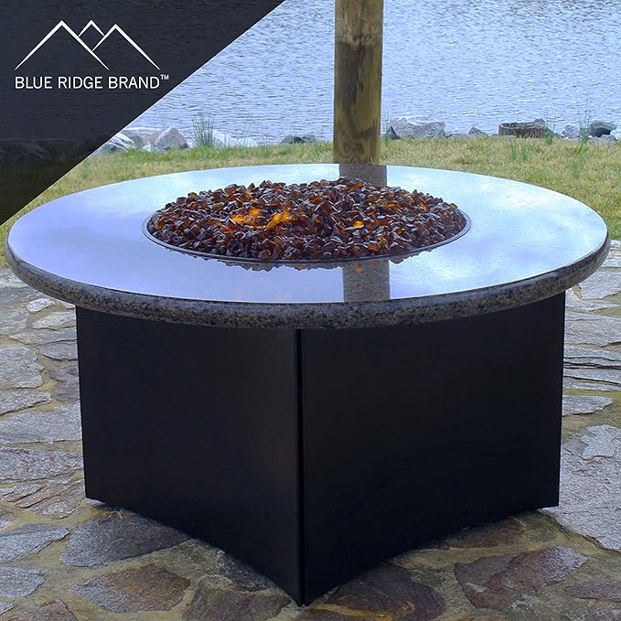 Fire Pit Glass - Fire Glass for Fire Pit - Firepit Glass Rock - Glass Stones - Fire Pit Glass Rocks - Gas & Propane Fire Pit & Fireplace Glass (50 Pound, Amber)