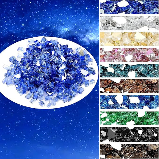 Onlyfire 10 pounds Fire Glass for Propane Fire Pit and Gas Fireplace, 1/4 Inch Reflective Firepit Glass Rocks for Fire Pit Table and Fire Bowl, Cobalt Blue
