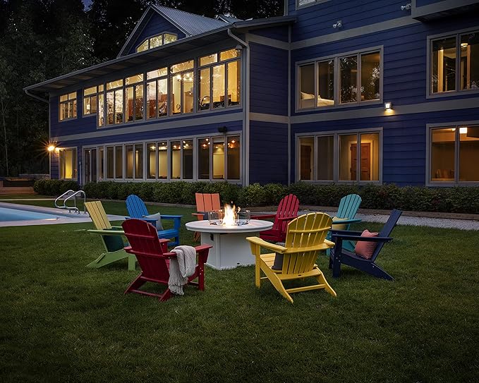 POLYWOOD AD420PB Modern Adirondack Chair, Pacific Blue, Durable High Density Polyethylene Construction, Easy Assembly, Waterproof, Comfortable Contoured Seat