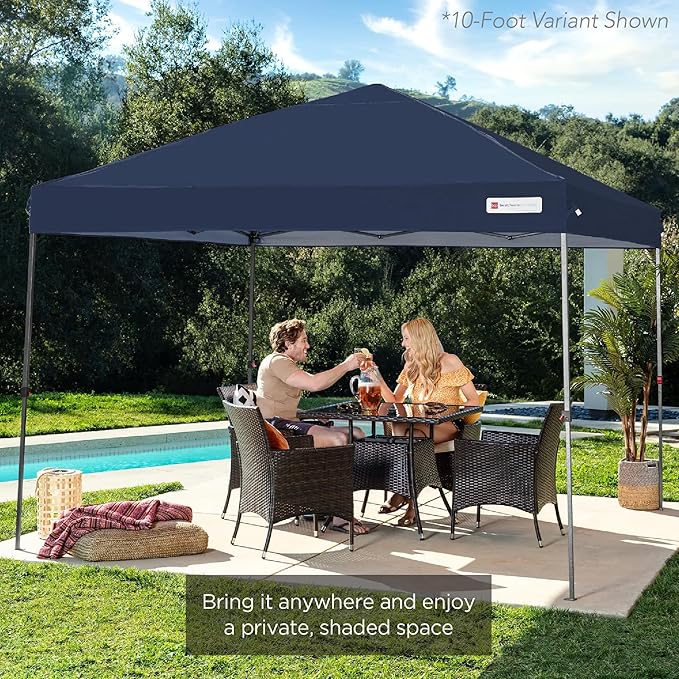 Best Choice Products 8x8ft 1-Person Setup Pop Up Canopy Tent Instant Portable Shelter w/ 1-Button Push, Case, 4 Weight Bags - Navy Blue