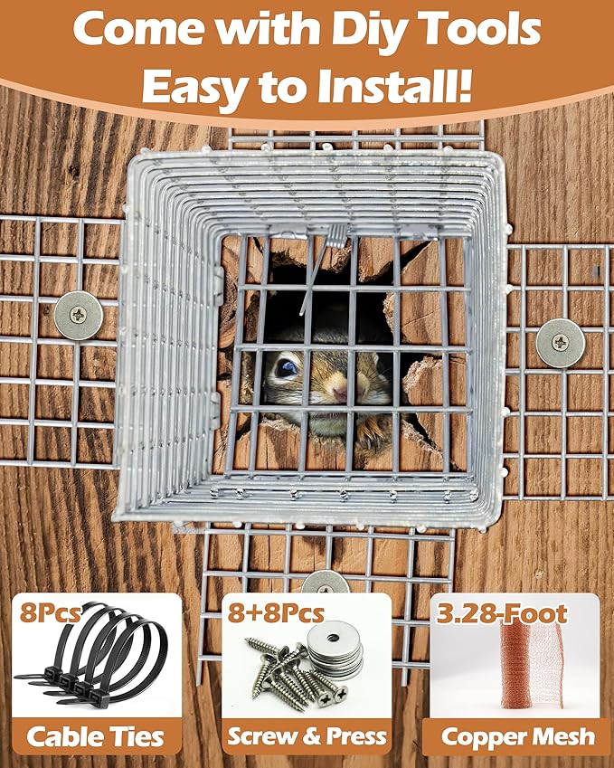 One Way Squirrel Door Excluder, Humane Squirrel Trap, 11 × 3 × 3 inch Rodents Excluder, Includes Full Installation Kit with Screws, Pressure Plate, Cable tie & Copper mesh, One Way Traps