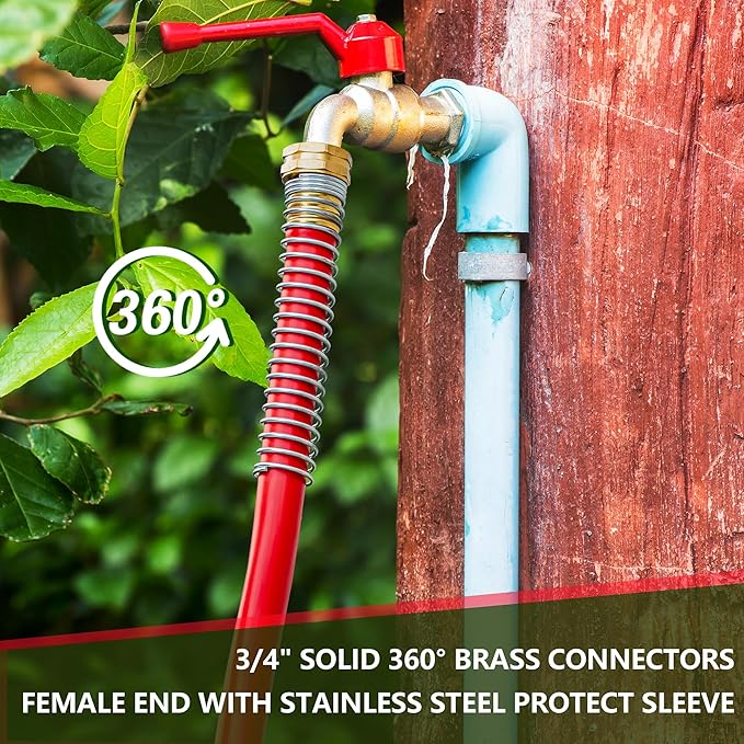 5/8" Garden Hose 150ft, -40℉ To 190℉ Hot/Cold, Heavy Duty,Flexible, 300psi Working, 1000psi Burst, 3/4" Brass Fittings with Hose Protector Coil Spring for Outdoor,Yard, Farm