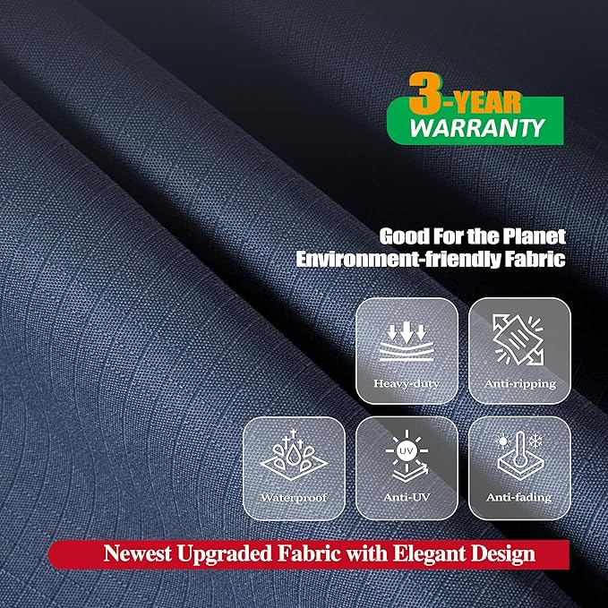 F&J Outdoors Outdoor Patio Furniture Covers, Waterproof UV Resistant Anti-Fading Cover for Large Round Table Chairs Set, Grey, 84" Dia x 27.5" H