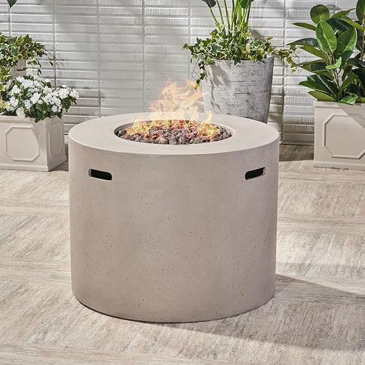 Propane Fire Pit Table, 31 Inch Firepits for Outside, Round Gas Fire Pit for Outside Patio, MGO Propane Fire Table, 40000BTU, Light Grey
