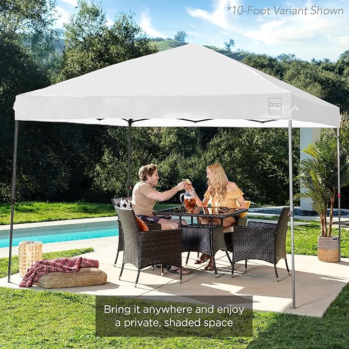 Best Choice Products 8x8ft 1-Person Setup Pop Up Canopy Tent Instant Portable Shelter w/ 1-Button Push, Case, 4 Weight Bags - Olive Green